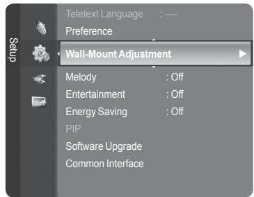 Teletext Language : ---- Preference Wall-Mount Adjustment Melody : Off Entertainment : Off Energy Saving : Off PIP Software Upgrade Common Interface