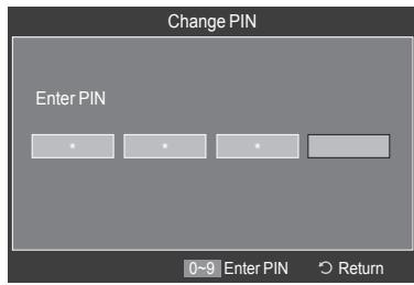 Change PIN Enter PIN 0~9 Enter PIN Return
