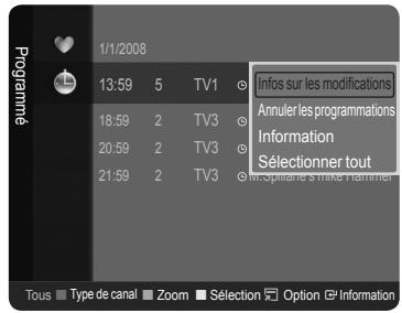 1/1/2008 Programme 13:59 5 TV1 18:59 2 TV3 20:59 2 TV3 21:59 2 TV3 Infos sur les modifications Annuler les programmations Information Sélectionner tout M. opiniere s'rike Hammer Tous Type de canal Zoom Sélection Option Information