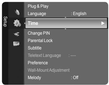 Plug & Play Language : English Time Change PIN Parental Lock Subtitle Teletext Language : --- Preference Wall-Mount Adjustment Melody : Off