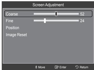 Screen Adjustment Coarse 52 Fine 24 Position Image Reset Move Enter Return