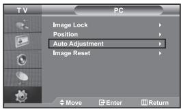 TV PC Image Lock Position Auto Adjustment Image Reset Move Enter Return