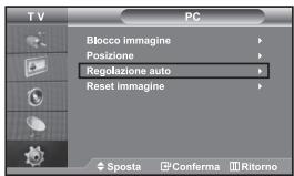 TV PC Blocco immagine Posizione Regolazione auto Reset immagine Sposta Conferma Ritorno