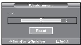 Feinabstimmung P 1 0 Reset Einstellen Speichern Zurück