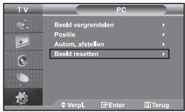 TV PC Beeld vergrendelen Positie Autom, afstellen Beeld resetten VerpL Enter Terug
