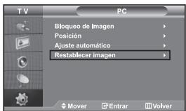 TV PC Bloqueo de Imagen Posición Ajuste automático Restablecer imagen Mover Entrar Volver