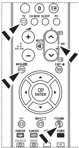 TV CH MGR SLEEP PC MUTE MENU ENTER PIP INFO TTX/MIX PMODE SJ MODE ST P/SEE SOURCE SWAP