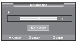 Sintonia fina P 1 0 Reiniciar Ajustar Salvar Voltar
