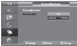 TV Kanaalbeheer Kanaalbeheer Kinderslot : Uit Aan Verpl. Enter Terug