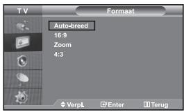 TV Auto-breed 16:9 Zoom 4:3 VerpL Enter Terug