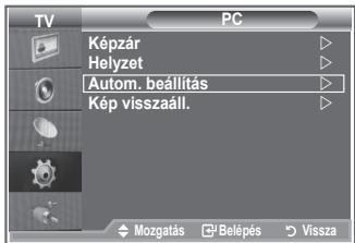 TV PC Képzár Helyzet Autom. beállítás Kép visszaáll. Mozgatás Belépés Vissza