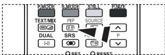 PMODE SMODE STILL PSIZE TEXT/MIX PIP SOURCE DUAL SRS P I-II RESET RESET