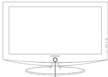Line drawing of a Samsung TV monitor with stand (no text or symbols)