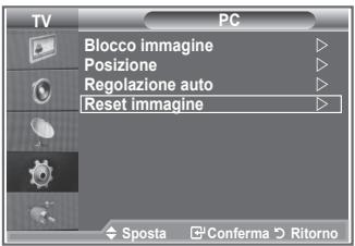 TV PC Blocco immagine Posizione Regolazione auto Reset immagine Sposta Conferma Ritorno