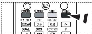 PMODE S.MODE STILL PSIZE TEXT/MIX PIP SOURCE DUAL SRS POSITION P