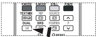 PMODE SMODE STILL PSIZE TEXT/MIX PIP SOURCE DUAL SRS POSITION P I-II RESET