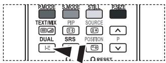 RMODE S/MODE STILL PSIZE TEXT/MIX PIP SOURCE DUAL SRS POSITION P H! RESET