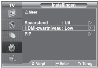TV △Meer Spaarstand : Uit HDMI-zwartniveau: Low PIP Verpl Enter Terug