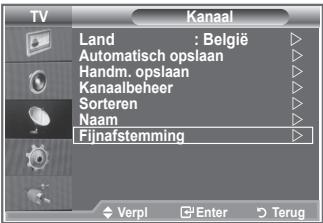 TV Kanaal Land : België Automatisch opslaan Handm. opslaan Kanaalbeheer Sorteren Naam Fijnafstemming Verpl Enter Terug