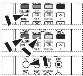 TEXT/MX DUAL SRS P SOURCE Position P FSR P SMODE AT/MX SMODE STILL SOURCE Position P FSR P SRS TV CH 10P 10P REC STOP PLAYPAUSE FF