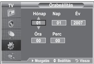 TV Orabeállítás Hónap Nap Év 01 01 2007 Óra Perc 00 00 ► Mozgatás ♦ Beállítás ▶ Vissza