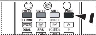 P.MODE S.MODE STILL P.SIZE TEXT/MIX PIP SOURCE DUAL SRS POSITION P