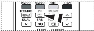 PMODE SMODE STILL PSIZE TEXT/MIX PIP SOURCE DUAL SRS P I-II RESET RESET