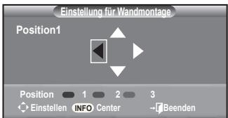 Einstellung für Wandmontage Position1 Position 1 2 3 Einstellen INFO Center -Beenden