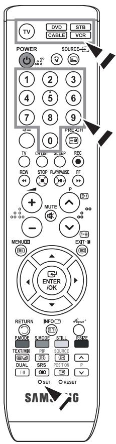 TV DVD STB CABLE VCR POWER SOURCE 1 2 3 4 5 6 7 8 9 0 PRE-CH TV CX/LY SLEEP REC REW STOP PLAY/PAUSE FF MUTE P P MENU EXIT ENTER /OK RETURN INFO PWIDE STILL TEXT/MIX PIP SOURCE DUAL SRS POSITION P I-II O SET O RESET SAM/AG