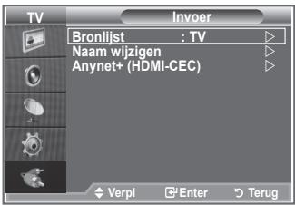 TV Bronlijst : TV Naam wijzigen Anynet+ (HDMI-CEC) Verpl Enter Terug