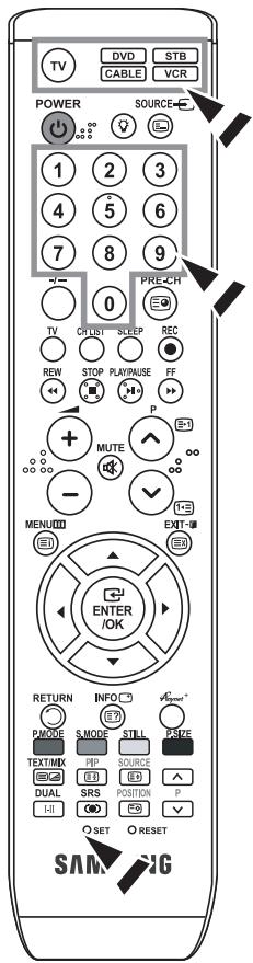 TV DVD STB CABLE VCR POWER SOURCE 1 2 3 4 5 6 7 8 9 0 PRE-CH TV CLUST SLEEP REC REW STOP PLAYPAUSE FF P MUTE MENUE EXIT ENTER /OK RETURN INFO ▼ V*power* MODE S MODE STILL TYPE TEXTMD PROP SOURCE DUAL SRS POSITION P HI ON OS RESET SET O RESET SAM FIG