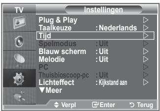 TV Plug & Play Taalkeuze : Nederlands Tijd Speimodus : Uit Blauw scherm : Uit Melodie : Uit PC Thuisbioscoop-pc : Uit Lichteffect : Kijkstand aan ▼Meer Verpl Enter Terug
