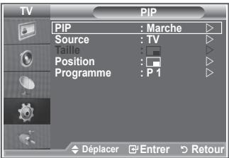 TV PIP PIP : Marche Source : TV Position : Programme : P 1 Déplacer Entrer Retour