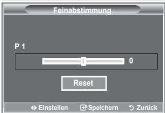 Feinabstimmung P 1 0 Reset Einstellen Speichern Zurück