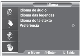 Idioma Idioma de áudio Idioma das legendas Idioma do teletexto Preferência