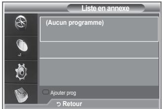 Liste en annexe (Aucun programme) Ajouter prog Retour