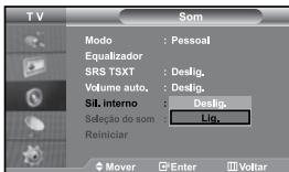 SAMSUNG LE37S71B - Selecionar a opcao Internal Mute (Sil. externo) - 1