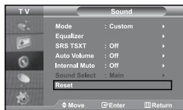 SAMSUNG LE37S71B - Resetting the Sound Settings to the Factory Defaults - 1