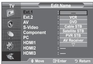 SAMSUNG LE40A552P3R - Editing the Input Source Names - 2