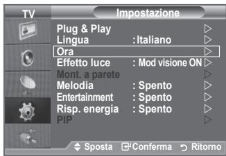 SAMSUNG LE40A552P3R - Impostazione e visualizzazione dell'ora corrente - 1