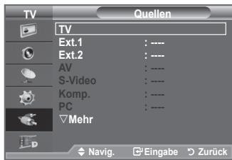 SAMSUNG LE40A552P3R - Sie können zwischen den an den Eingangsbuchsen des Fernsehgeräts angeschlossenen externen Quellen auswählen. - 2