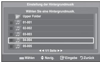SAMSUNG LE40A552P3R - Einstellung der Hintergrundmusik: - 1