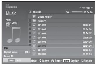 SAMSUNG LE40A552P3R - Uporaba MP3 seznama - 2