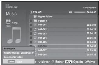 SAMSUNG LE40A552P3R - Utilización de la lista de archivos MP3 - 2