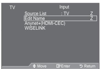 SAMSUNG LE40A557P2F - Editing the Input Source Names - 1