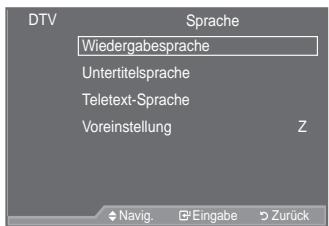SAMSUNG LE40A557P2F - Auswahlen der bevorzugten Sprache (Untertitel, Audio oder Teletext) - 1
