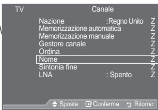 SAMSUNG LE40A557P2F - Assegnazione di nomi ai canali - 1
