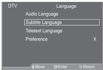 SAMSUNG LE40A557P2F - Selecting the Preferred Language (Subtitle, Audio or Text) - 2
