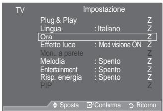 SAMSUNG LE40A557P2F - Impostazione e visualizzazione dell'ora corrente - 1