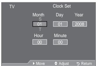 SAMSUNG LE40A557P2F - Setting and Displaying the Current Time - 2